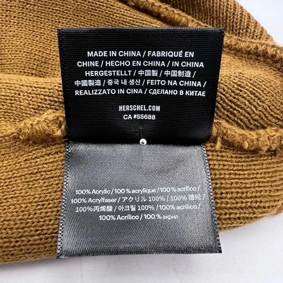 HERSCHEL SUPPLY CO. CAMEL COLOR, DOUBLE LINED VERY WARM BEANIE,UNISEX, ONE SIZE - Picture 15 of 16